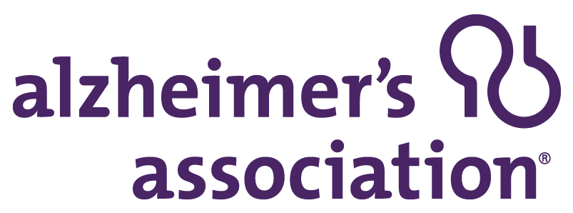 alzheimer's association logo: purple wordmark 'alzheimer's association' with a stylized icon to the right.